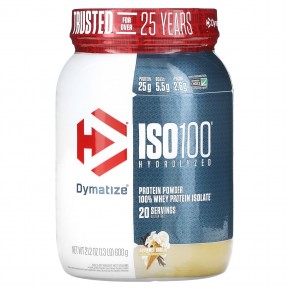Dymatize, ISO 100, гидролизованный 100% изолят сывороточного протеина, ванильный вкус, 610 г (1,34 фунта) в Москве - eco-herb.ru | фото