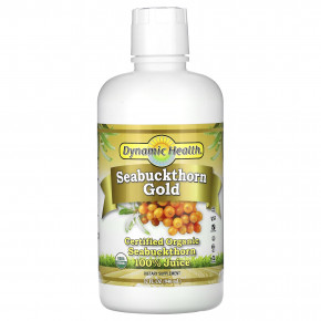 Dynamic Health, Seabuctcorn Gold, сертифицированный органический сок из облепихи, 100% сок, 946 мл (32 жидк. унции) - описание | фото