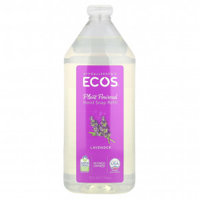 Earth Friendly Products, Ecos®, запасное мыло для рук на растительной основе, лаванда, 946 мл (32 жидк. Унции) - описание | фото