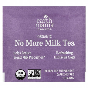 Earth Mama, Organics, органический чай No More Milk, освежающий гибискус и шалфей, без кофеина, 16 чайных пакетиков, 27,2 г (0,96 унции) в Москве - eco-herb.ru | фото