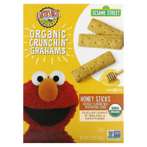 Earth's Best, Organic Crunchin' Grahams, для детей от 2 лет, медовые палочки, 150 г (5,3 унции) - описание | фото