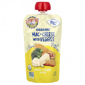 Earth's Best, Organic Pasta + Veggie Puree, Ages 9M+ Mac & Cheese With Veggies, 4 oz (113 g) в Москве - eco-herb.ru | фото