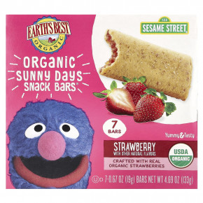 Earth's Best, Organic Sunny Days Snack Bars®, для детей от 2 лет, со вкусом клубники, 7 батончиков, по 19 г (0,67 унции) - описание