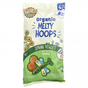 Earth's Best, органический снек из кукурузной муки, весенние овощи, для детей от 8 месяцев, 4 порционных упаковки по 9 г (0,32 унции) - описание