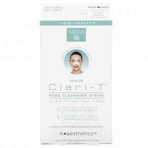 Earth Therapeutics, Clari-T Pore Cleansing Strips, очищающее средство с чайным деревом, 6 полосок для носа - описание | фото