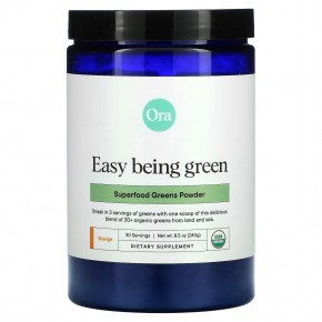 Ora, Easy Being Green, порошок из суперфудов зелени, апельсин, 240 г (8,5 унций) в Москве - eco-herb.ru | фото