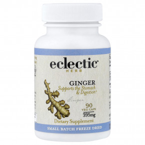 Eclectic Herb, имбирь, 395 мг, 90 вегетарианских капсул - описание | фото