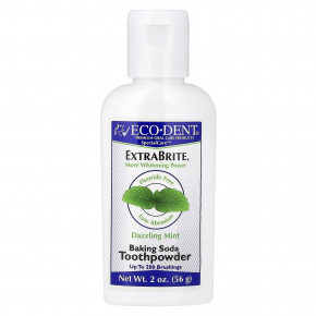 Eco-Dent, ExtraBrite®, зубной порошок из пищевой соды, без фторидов, ослепительная мята, 56 г (2 унции) - описание | фото