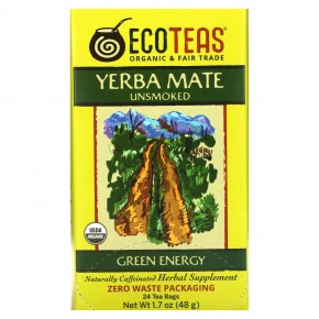EcoTeas, Yerba Mate, некопченный, зеленая энергия, 24 чайных пакетика, 48 г (1,7 унции) в Москве - eco-herb.ru | фото