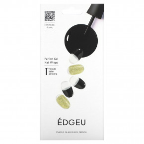 Edgeu, Perfect Gel Nail Wraps, ENA914, Glam Black French, набор из 16 полосок - описание