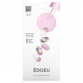 Edgeu, Perfect Gel Nail Wraps, ENT104, Pink Sun Catcher, набор из 16 полосок - описание