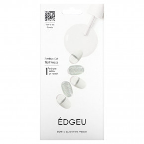 Edgeu, Perfect Gel Nail Wraps, ENT814, белый лак для ногтей, набор из 16 полосок - описание