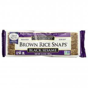 Edward & Sons, Baked Crisp Brown Rice Snaps®, черный кунжут, 100 г (3,5 унции) - описание | фото