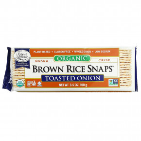 Edward & Sons, Brown Rice Snaps, органические запеченные крекеры, обжаренный лук, 100 г (3,5 унции) - описание