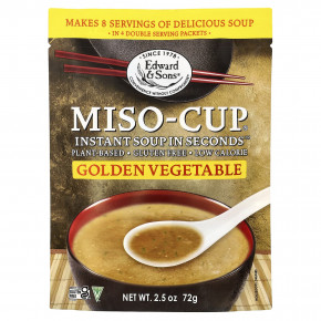 Edward & Sons, Miso-Cup®, Instant Soup in Seconds™, со вкусом золотых овощей, 4 пакетика, 72 г (2,5 унции) - описание | фото