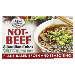 Edward & Sons, Not-Beef™, бульонные кубики, 8 кубиков, 88 г (3,1 унции) - описание | фото