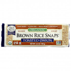Edward & Sons, Organic Baked Crisp Brown Rice Snaps®, органический запеченный рис, обжаренный лук, 100 г (3,5 унции) - описание | фото