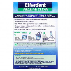 Efferdent, Антибактериальное средство для очищения зубных протезов, Fresh & Clean, 90 таблеток в Москве - eco-herb.ru | фото