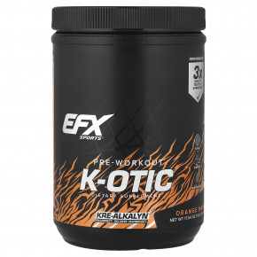 EFX Sports, предтренировочный комплекс K-otic®, со вкусом апельсина и манго, 500 г (1 фунт, 1,64 унции) - описание | фото
