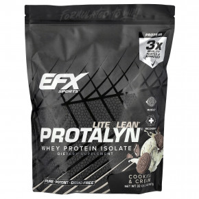 EFX Sports, Protalyn® изолят сывороточного протеина, печенье и крем, 907 г (2 фунта) - описание