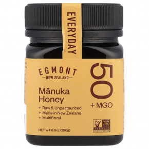 Egmont Honey, Мед манука, необработанный и непастеризованный, MGO 50+, 250 г (8,8 унции) - описание | фото