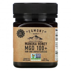 Egmont Honey, Разноцветный мед манука, необработанный и непастеризованный, MGO 100+, 250 г (8,82 унции) - описание
