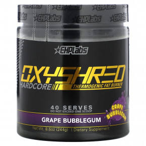 EHPlabs, Oxyshred, Hardcore Thermogenic Fat Burner, виноградная жвачка, 244 г (8,6 унции) - описание | фото