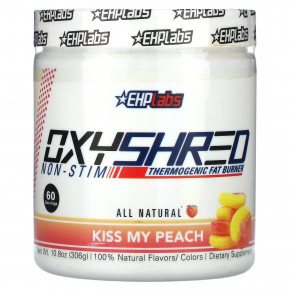 EHPlabs, OxyShred Non-Stim, термогенный сжигатель жира, Kiss My Peach, 306 г (10,8 унции) - описание