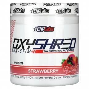 EHPlabs, OxyShred Non-Stim, термогенный сжигатель жира, со вкусом клубники, 302 г (10,6 унции) - описание | фото
