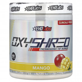 EHPlabs, OxyShred, термогенный жиросжигатель, со вкусом манго, 282 г (9,95 унции) - описание | фото