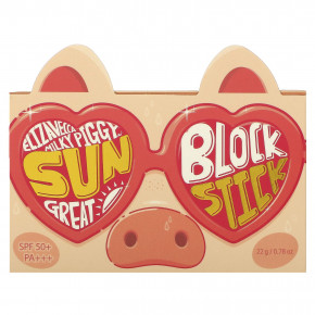 Elizavecca, Milky Piggy, Sun Great Block Stick, солнцезащитный стик, SPF 50+ PA +++, 22 г (0,78 унции) - описание | фото