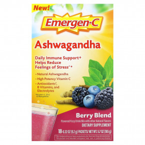 Emergen-C, Ашваганда, ягодная смесь, 18 пакетиков по 9,2 г (0,32 унции) - описание | фото