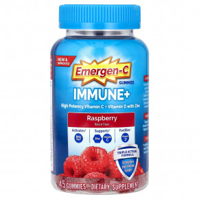 Emergen-C, Immune+ с витамином C и витамином D с цинком, жевательные таблетки, со вкусом малины, 45 жевательных таблеток в Москве - eco-herb.ru | фото