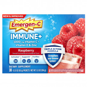 Emergen-C, Immune+, витамин C, витамин D и цинк, малина, 30 пакетиков по 8,8 г (0,31 унции) в Москве - eco-herb.ru | фото