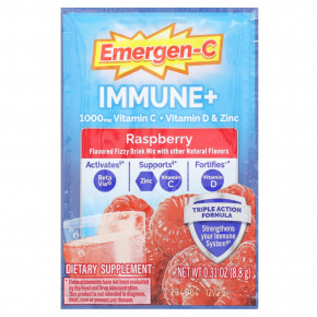 Emergen-C, Immune+, витамин C, витамин D и цинк, малина, 30 пакетиков по 8,8 г (0,31 унции) в Москве - eco-herb.ru | фото