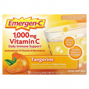Emergen-C, витамин C, мандарин, 1000 мг, 30 пакетиков по 9,4 г (0,33 унции) - описание | фото