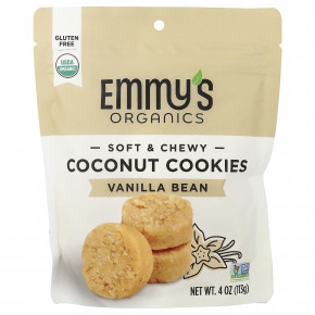 Emmy's Organic Cookies, мягкое жевательное печенье с кокосом, ваниль, 113 г (4 унции) в Москве - eco-herb.ru | фото