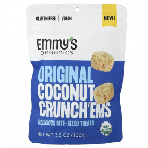 Emmy's Organic Cookies, Original Coconut Crunch'ems, оригинальный вкус кокоса, 100 г (3,5 унции) - описание | фото