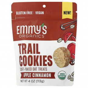 Emmy's Organic Cookies, Trail Cookies, запеченные овсяные лакомства, яблоко и корица, 113 г (4 унции) - описание | фото