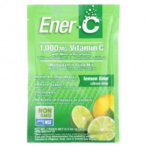 Ener-C, витамин C, смесь для приготовления мультивитаминного напитка со вкусом лайма и лимона, 1000 мг, 30 пакетиков, 9,56 г (0,3 унции) в каждом в Москве - eco-herb.ru | фото