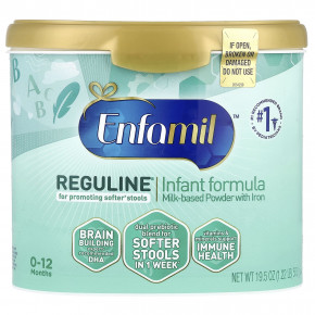Enfamil, Reguline® Infant Formula, молочный порошок с железом, 0–12 месяцев, 553 г (19,5 унции) - описание | фото
