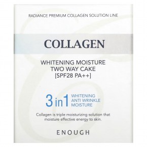 Enough, Collagen, Whitening Moisture Two Way Cake, SPF 28 PA ++, # 21, 26 г в Москве - eco-herb.ru | фото