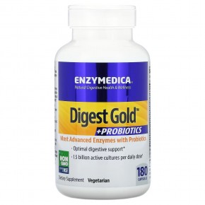 Enzymedica, Digest Gold, добавка с пробиотиками, 180 капсул - описание