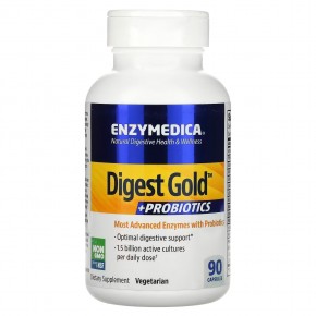 Enzymedica, Digest Gold + пробиотики, 90 капсул - описание