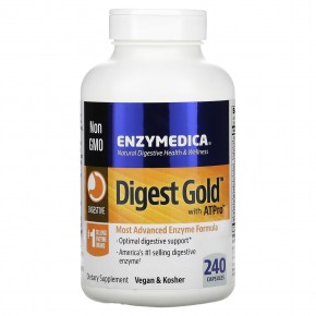 Enzymedica, Digest Gold с ATPro, добавка с пищеварительными ферментами, 240 капсул - описание