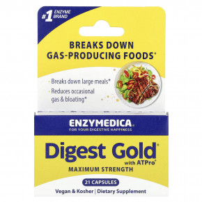 Enzymedica, Digest Gold® с ATPro®, максимальная сила действия, 21 капсула - описание | фото