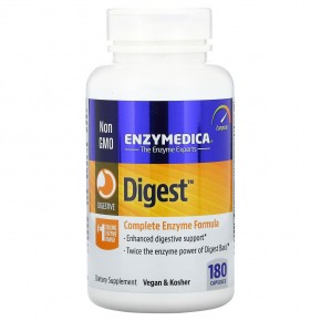 Enzymedica, Digest, полная формула ферментов, 180 капсул - описание