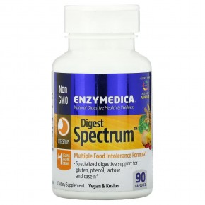 Enzymedica, Digest Spectrum, формула для поддержки организма при пищевой непереносимости, 90 капсул - описание