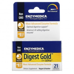 Enzymedica, Digest Gold с ATPro, добавка с пищеварительными ферментами, 21 капсула - описание