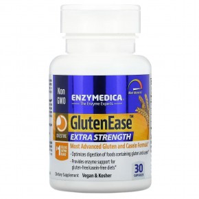 Enzymedica, GlutenEase, добавка для переваривания глютена с повышенной силой действия, 30 капсул - описание